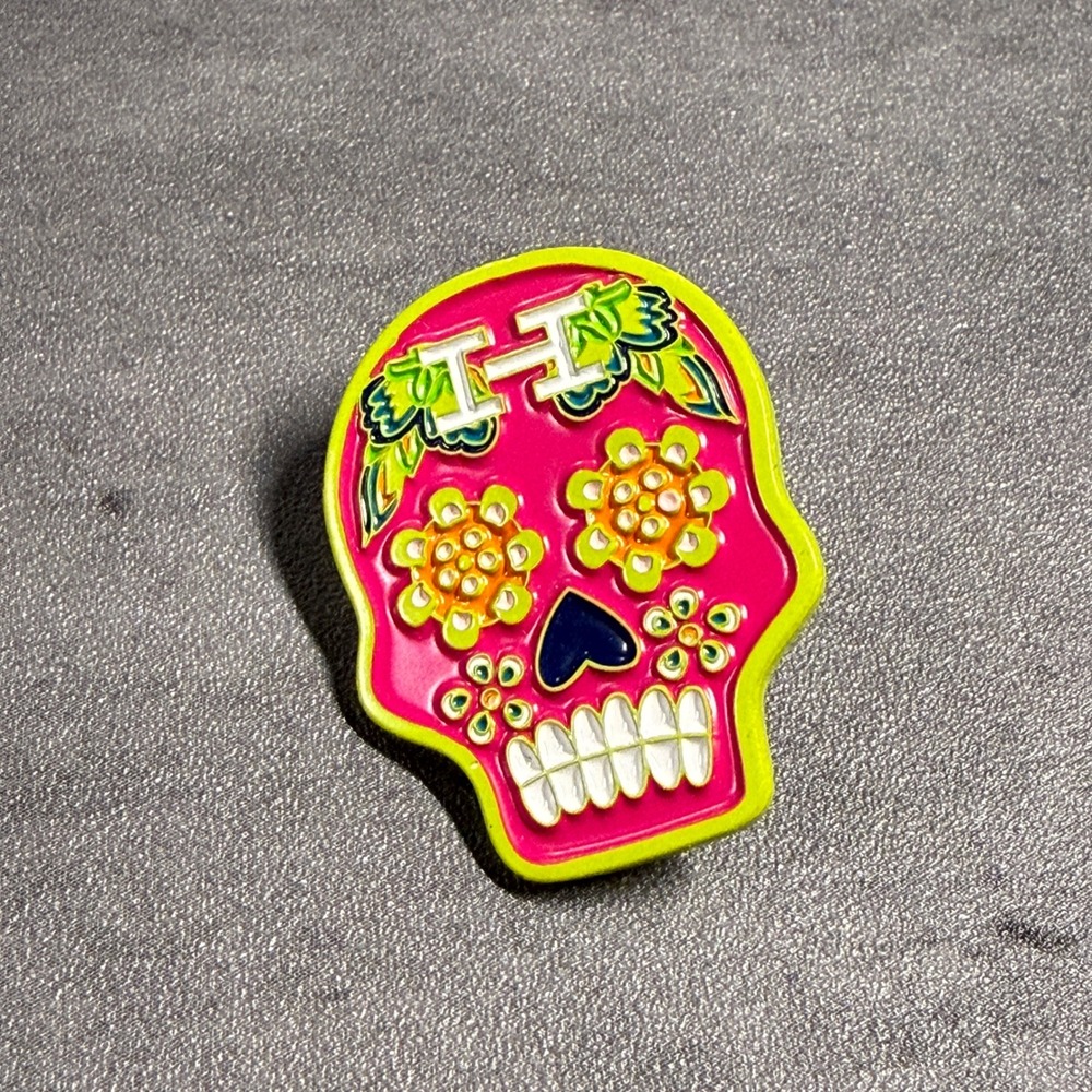 Hat Club Sugar Skull Pin Pink Neon Yellow Day of the Dead New Era Accessory